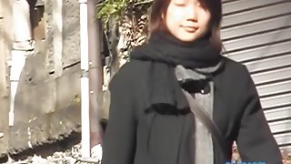 Noisy pretty oriental slut gets publicly exposed by some kinky bloke