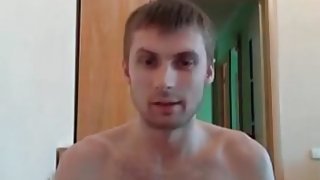 Handsome hairy guy on webcam masturbates