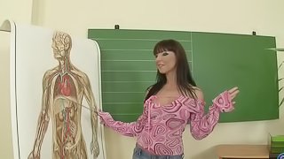 Hot solo sex in the classroom