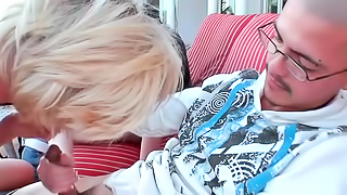 Slutty chicks get fucked by older man by the pool