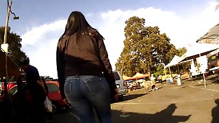 Phat Mexican ass in tight jeans