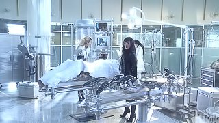 Doting brunette cowgirl with a nice ass gets fucked hardcore in a hot ffm threesome