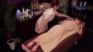 A girl on girl massage ends with some erotic pussy licking