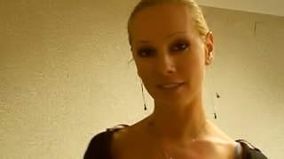 Blonde Pornstar Sandy Tiding Her Office with Cameron Cruz