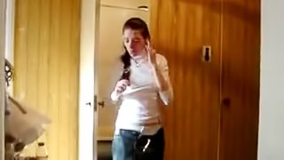 Skinny brunette girlfriend caught on camera