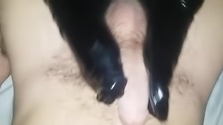 Foot fetish playing with his cock