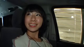 Lewd Japanese milf enjoys doggystyle pounding in  car