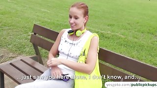Sexy ginger hottie make quick cash from a quick fuck in public