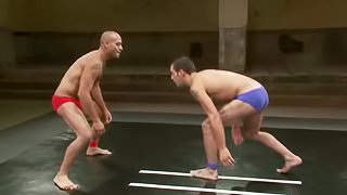 Two Athletic Wrestlers Lose Their Thongs During The Match... It's Love At First Sight!