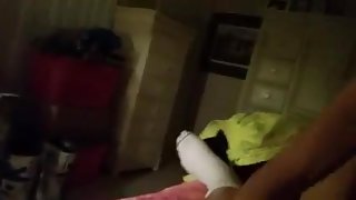 Sexy slut shows pussy b4 sucking cock