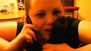 girlfriend engulfing ramrod on the phone