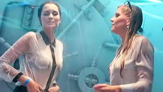 Amazing European bitches soaking wet and teasing in a club