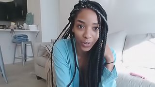 Black girl fuck her tight pink pussy use toy