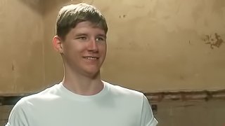 Colby Jansen gets his mouth and ass fucked hard in a warehouse