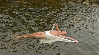 Floating down a stream in tahiti  french polynesia 2015.