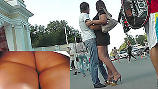 Hot public upskirt view excites with hot fatty ass