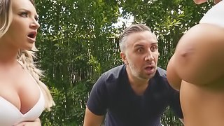 August Taylor and Cali Carter play with porn soccer with Keiran Lee