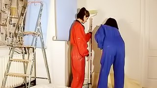 Passionate Painters forget about the walls they are painting