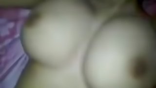 Very cute looking asian girl with big mango shaped boobs fucked into hairy pussy