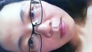 Cute amateur Asian chick touches her lovely puss