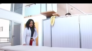 Masseur tears open her tights and fucks the beautiful slut