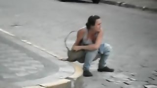 Kinky Maria caught in the kinky outdoor public pissing