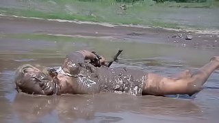 Muddy and painful treatment for the naughtiest chick in the state