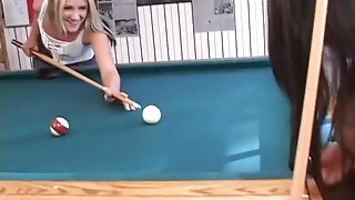 Blonde and asian pool table sex