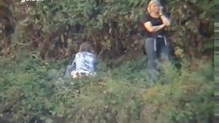 Real girls in turns spied pissing outdoor