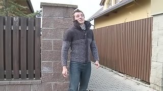 Magnificent gay dude thrilled as he gives a stunning blowjob before being humped outdoor