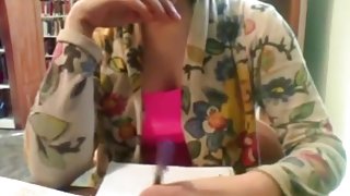 Bored college hotty at their school library