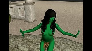 Dancing Green Woman Star trek Parody