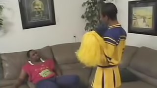 Ebony cheerleader is going for a huge black one