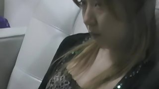 Asian bitch rubs her hairy yum-yum in voyeur porn video