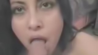 Hot Brunette Slobbers On A Hard Boner In Amateur Video