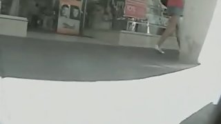 Hot up skirt panty peeks with hot brunette chick