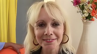 A black guy fills a white granny's pussy with his big, hard dick