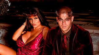 Two angels Gina Valentina and Romi Rain are getting fucked on the sofa