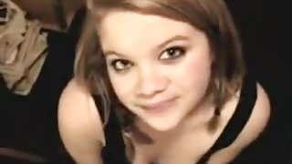 British  immature cutie on her knees taking faceful of cream