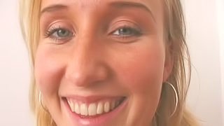 Sexy sucking mouth of a pretty blonde gives him great head