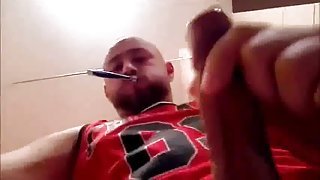 Big Dick Stud Jerks Off &amp; Cums While Brushing His Teeth