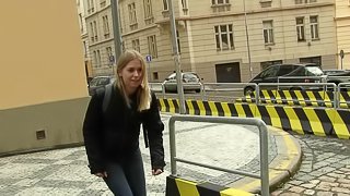 Violette has a shaved pussy that is moist and ready for the dick