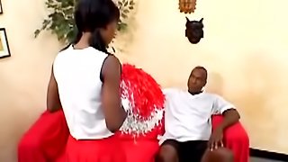Pigtailed cheerleader Lady Armani gets her black cunt slammed