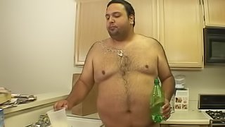 Hailey Paige sucking and fucking fat guy's dick in kitchen