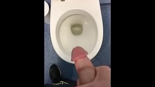 Cumming in public bathroom