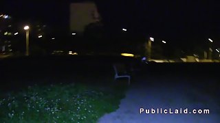 Czech beauty bangs in public pov at night