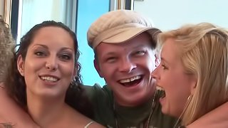 Vivacious cougar with a hot body enjoying a hardcore gangbang at a party