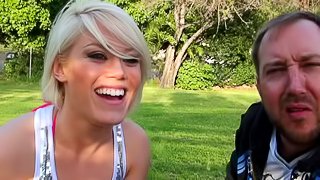 Happy blonde teen likes to do handjob