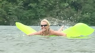 Dame gets hammered doggystyle in the bush and made to swallow the cum that explodes during the session