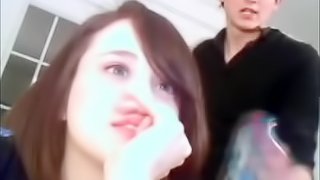 Kinky couple undressing for the webcam in the bathroom